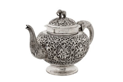 Lot 97 - A late 19th / early 20th century Anglo – Indian unmarked silver three-piece tea service, Lucknow circa 1900