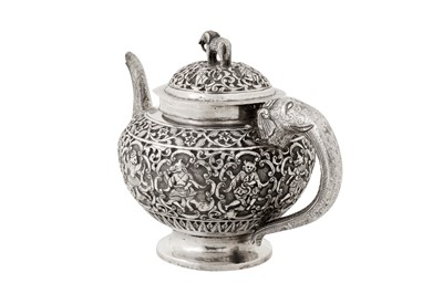 Lot 97 - A late 19th / early 20th century Anglo – Indian unmarked silver three-piece tea service, Lucknow circa 1900