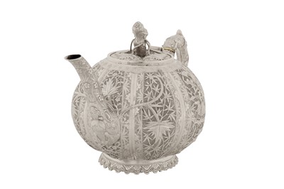 Lot 193 - A late 19th century Chinese export silver three-piece tea service, Jiujiang circa 1890 by Tu Mao Xing