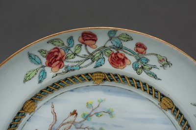 Lot 38 - A CHINESE EXPORT FAMILLE ROSE 'CARD PLAYERS' DISH AFTER DAVID TENIERS
