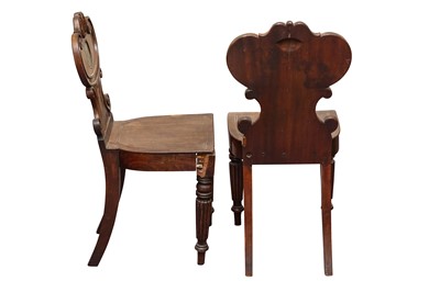 Lot 422 - A PAIR OF WILLIAM IV HALL CHAIRS