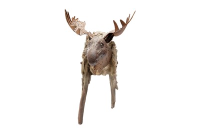 Lot 330 - AN IRON AND RESIN SCULPTURE OF A MOOSE