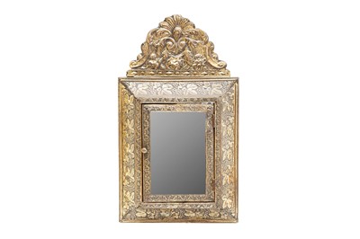 Lot 280 - A DUTCH PRESSED BRASS MIRROR CABINET, EARLY TO MID 20TH CENTURY