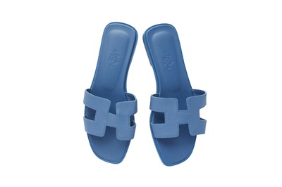 Lot 117 - Hermes Blue Bleuet Epsom Oran Sandal - Size 37