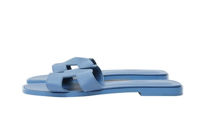 Lot 117 - Hermes Blue Bleuet Epsom Oran Sandal - Size 37