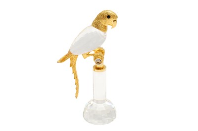 Lot 396 - A CONTEMPORARY SWAROVSKI CRYSTAL STYLE MODEL OF A PARROT