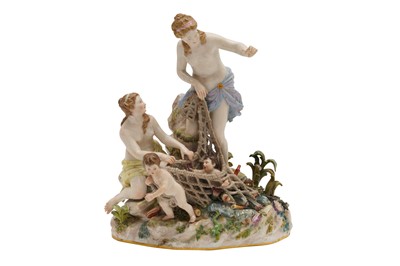 Lot 97 - A MEISSEN PORCELAIN FIGURAL GROUP DEPICTING THE CAPTURE OF THE TRITONS, LATE 19TH CENTURY