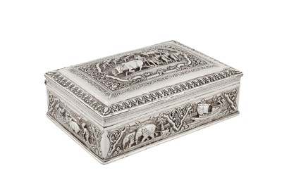 Lot 142 - A mid-20th century Burmese silver cigar casket or box, Rangoon circa 1950