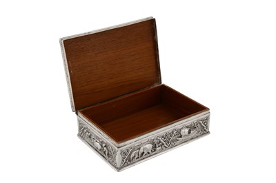 Lot 142 - A mid-20th century Burmese silver cigar casket or box, Rangoon circa 1950