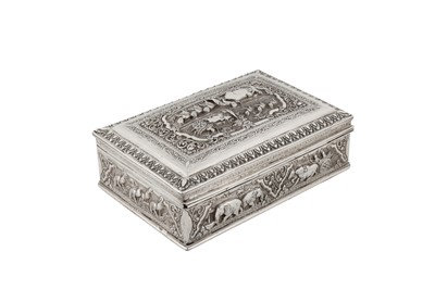 Lot 142 - A mid-20th century Burmese silver cigar casket or box, Rangoon circa 1950