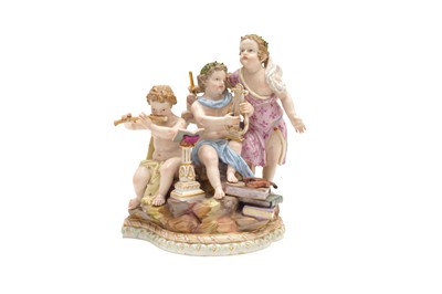 Lot 98 - A MEISSEN PORCELAIN FIGURAL GROUP ALLEGORY OF MUSIC, LATE 19TH CENTURY