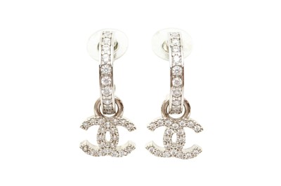 Lot 355 - Chanel Half Hoop CC Drop Pierced Earrings