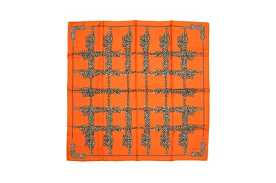 Lot 8 - Cartier Jewelled Panthere Grid Silk Scarf