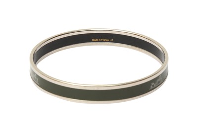 Lot 150 - Hermes Khaki Logo Enamel Bangle - Size 65