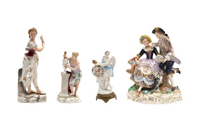 Lot 107 - A GROUP OF FOUR GERMAN PORCELAIN FIGURES, 19TH AND 20TH CENTURY