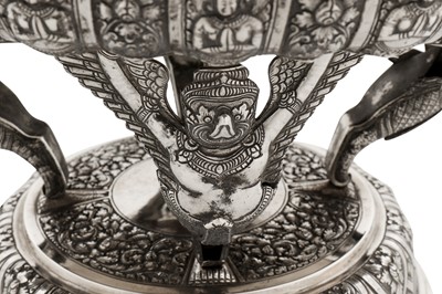 Lot 152 - A mid-20th century Cambodian silver dish on stand (Tok), circa 1940 marked MOL