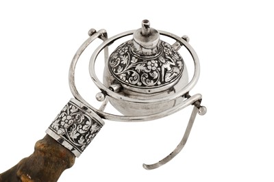 Lot 110 - A late 19th century Anglo – Indian unmarked silver table lighter, Cutch circa 1880