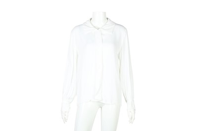 Lot 333 - Yves Saint Laurent White Crepe Shirt, double cuff - Size 38