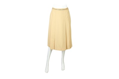 Lot 2 - Celine Yellow Wool Triomphe Pleat Skirt - Size 12