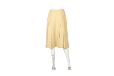 Lot 2 - Celine Yellow Wool Triomphe Pleat Skirt - Size 12