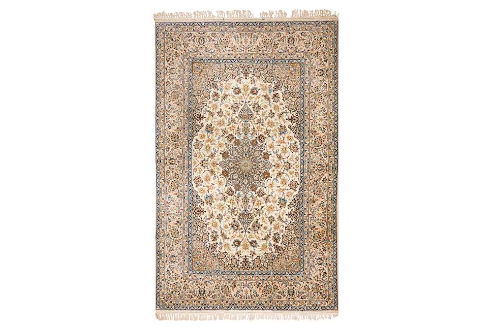 Lot 87 - AN EXTREMELY FINE PART SILK ISFAHAN RUG,