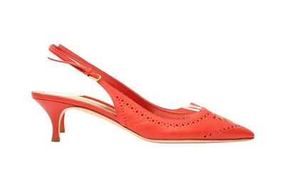 Lot 50 - Escada Coral Perforated Kitten Heeled Sling Back - Size 39
