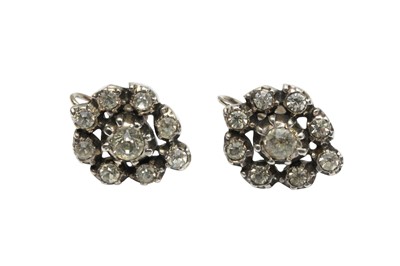 Lot 14A - A PAIR OF DIAMOND IMITATION CLUSTER EARRINGS