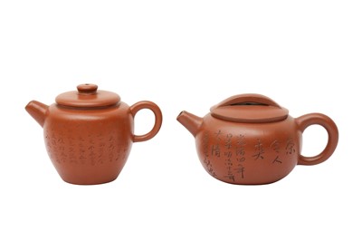 Lot 574 - TWO CHINESE YIXING ZISHA TEAPOTS AND COVERS