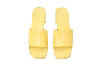 Lot 3 - Gucci Yellow Logo Rubber Heeled Slider - Size 37