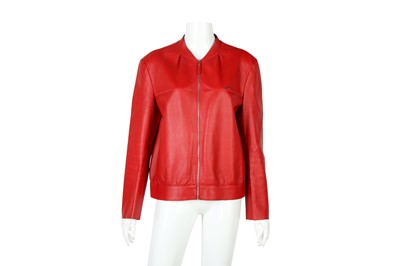 Lot 62 - Longchamp Red Leather Jacket - Size M