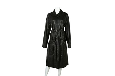 Lot 347 - Marina Rinaldi Black Leather Coat - Size 21