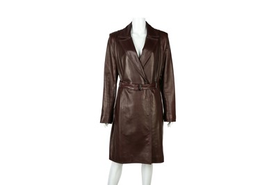 Lot 84 - Amanda Wakeley Oxblood Leather Coat - Size 14