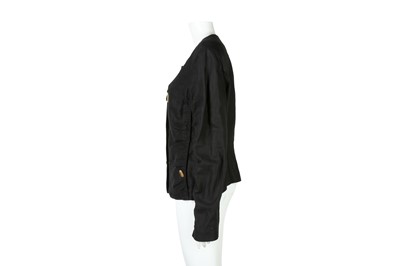 Lot 287 - Roberto Cavalli Black Collarless Linen Jacket - Size 48