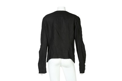 Lot 287 - Roberto Cavalli Black Collarless Linen Jacket - Size 48