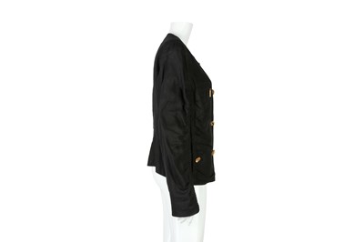 Lot 287 - Roberto Cavalli Black Collarless Linen Jacket - Size 48