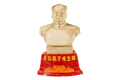 Lot 151 - A Chinese Cultural Revolution Era Bisque Head and Shoulders Bust of Chairman Mao