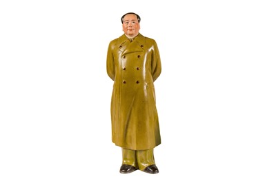 Lot 150 - A Chinese Cultural Revolution Era Glazed Bisque Porcelain Figure of Chairman Mao