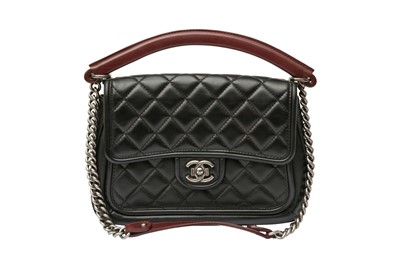 Lot 345 - Chanel Black Prestige Top Handle Flap Bag