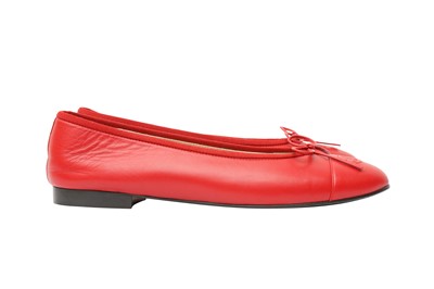 Lot 66 - Chanel Red CC Ballet Flat - Size 41.5
