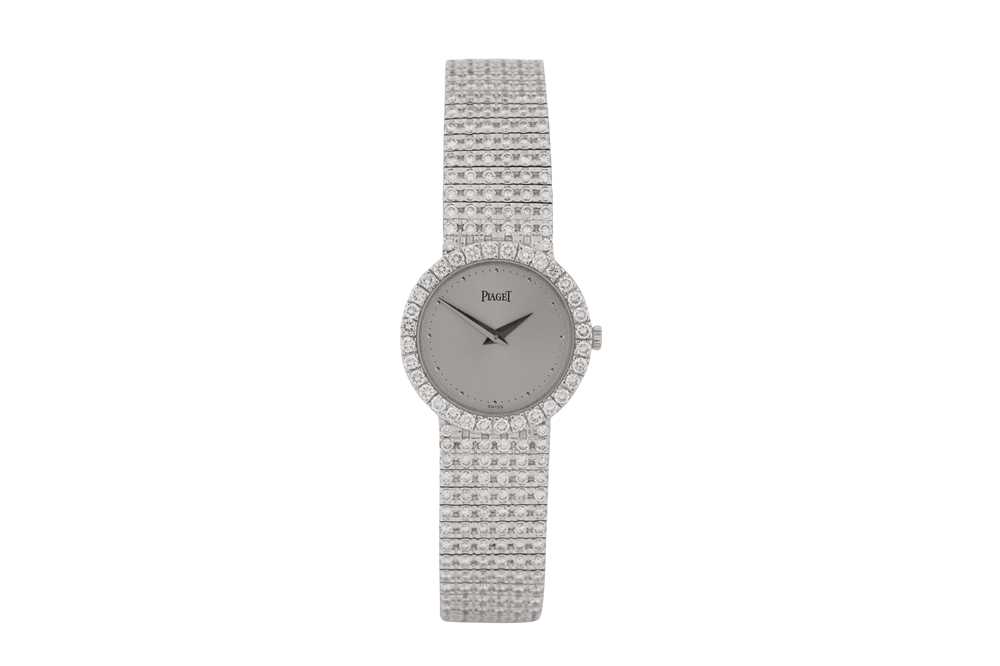 Lot 465 - PIAGET ALTIPLANO BRACELET WATCH -18K WHITE GOLD AND DIAMONDS