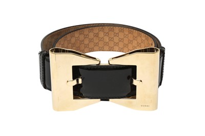 Lot 283 - Gucci Black Oversized Bow Buckle Belt - Size 90