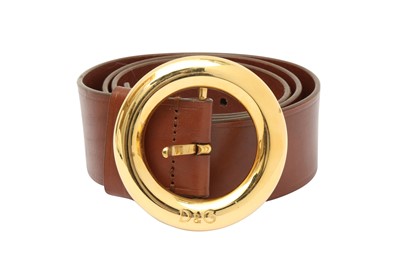 Lot 242 - Dolce & Gabbana Brown Round Buckle Belt - Size 85