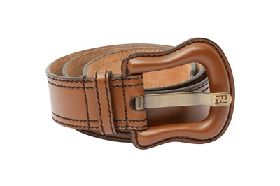 Lot 251 - Fendi Brown FF Belt - Size 85