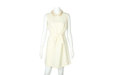 Lot 165 - Miu Miu Cream Embellished Sleeveless Dress - Size 42
