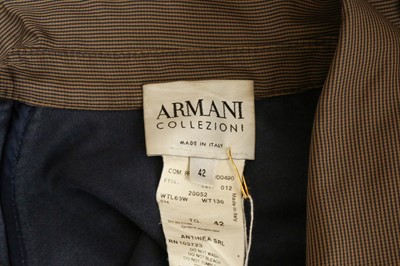 Lot 169 - Armani Collezioni Brown Check Trench Coat - Size 44