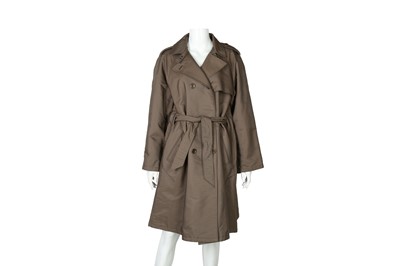 Lot 169 - Armani Collezioni Brown Check Trench Coat - Size 44