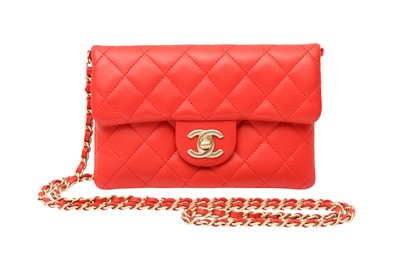 Lot 70 - Chanel Red Quilted Mini Flap Crossbody Bag