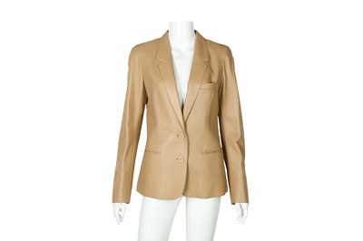 Lot 214 - Hermes Beige Leather Blazer - Size 38