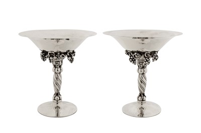 Lot 254 - A pair of early 20th century Danish sterling silver comports, Copenhagen circa 1925 by Georg Jensen