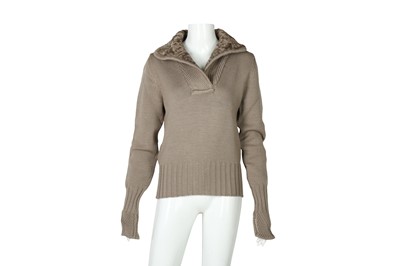 Lot 190 - Versace Taupe Fur Collar Sweater - Size 42